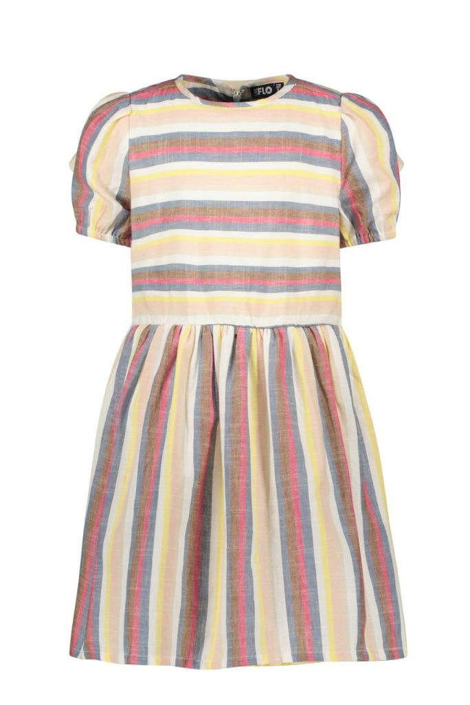 Girls Linen Stripe Dress by Like FLO | Front View