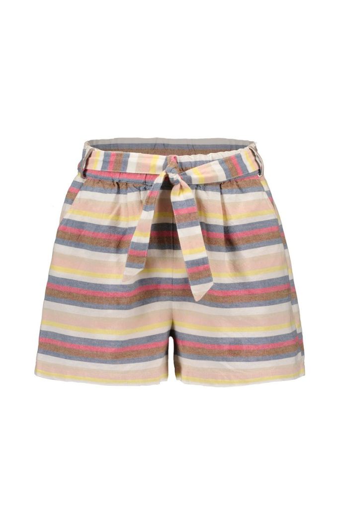 Girls Linen Stripe Shorts by Like FLO | Front View