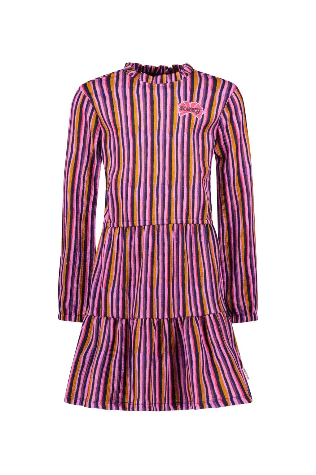 Striped dress with long sleeves on a white background