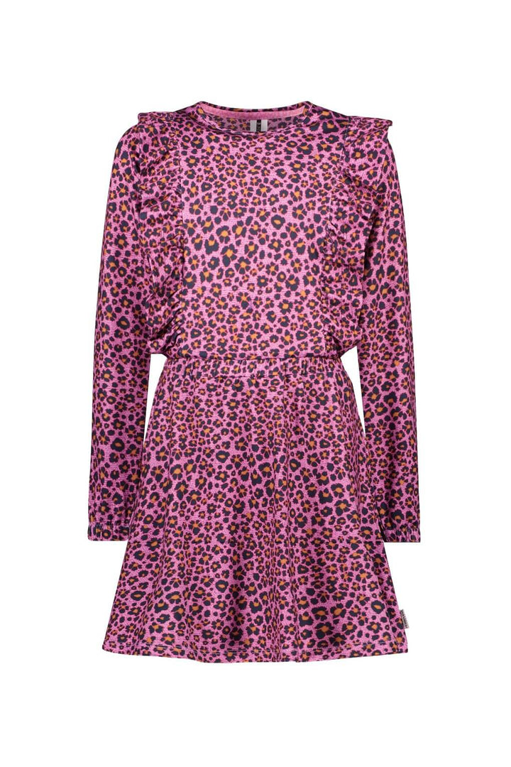 Pink dress with floral print on a white background