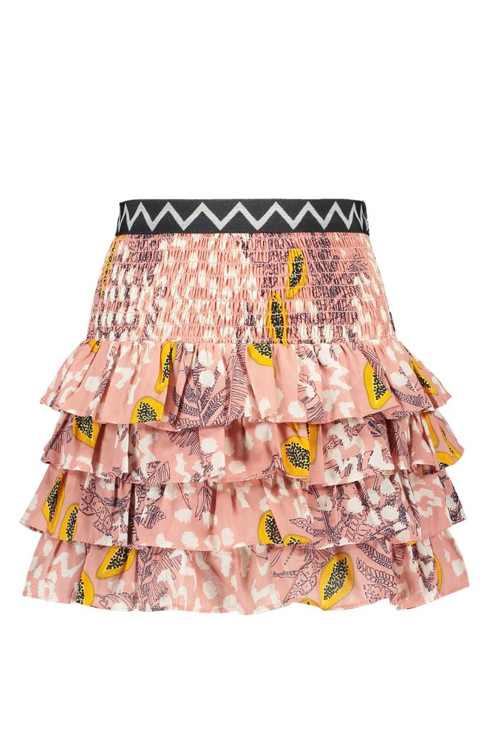 Like FLO Girls Papaya AOP Ruffle Skirt - front