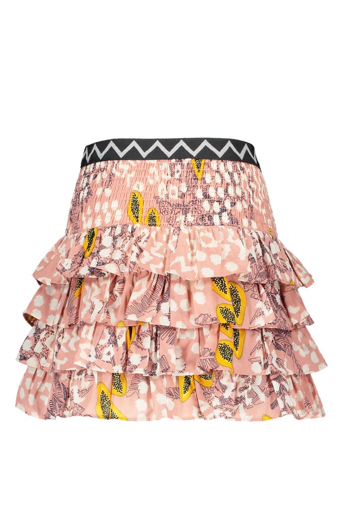 Like FLO Girls Papaya AOP Ruffle Skirt - back