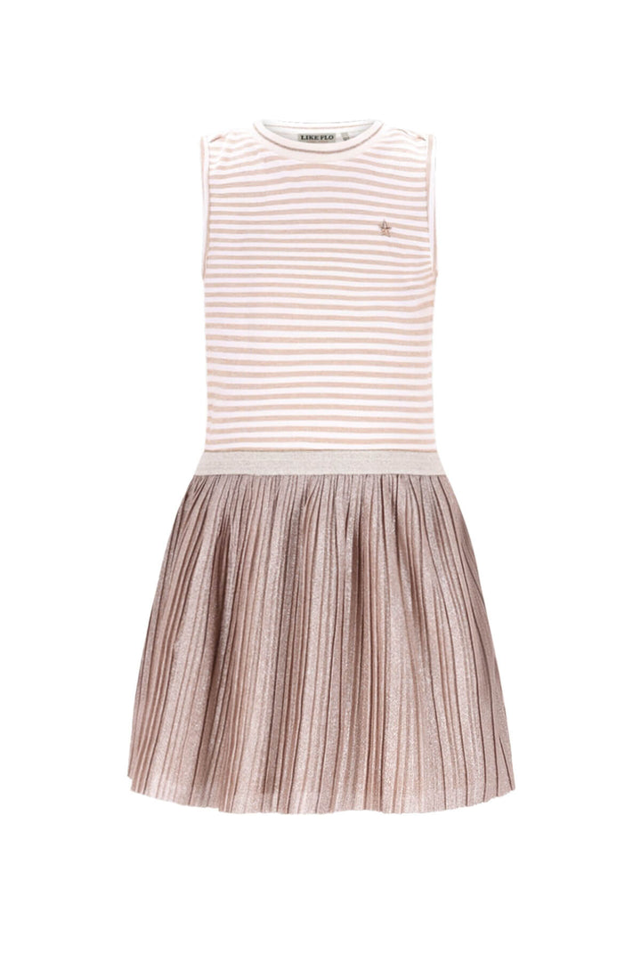 Minte Dress with Metallic Pleated Skirt Gold