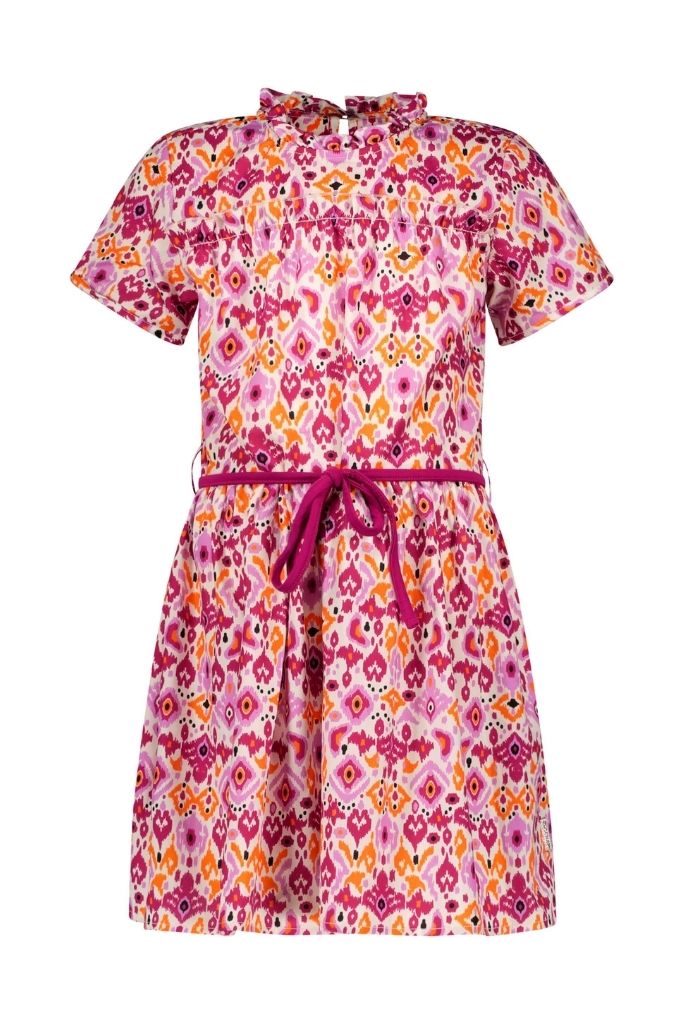 B.Nosy Girls Pink AOP Dress With Belt