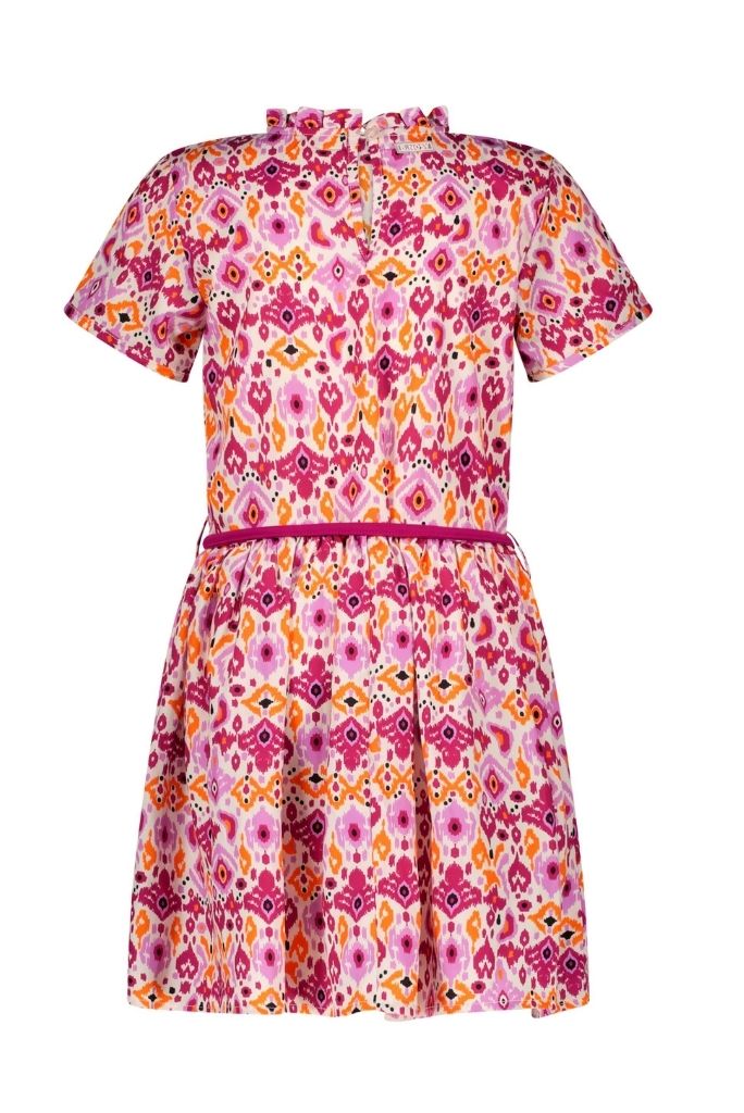 B.Nosy Girls Pink AOP Dress With Belt