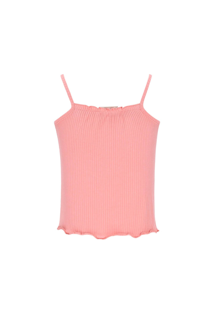 Back view of the Evina singlet in salmon pink by Like FLO