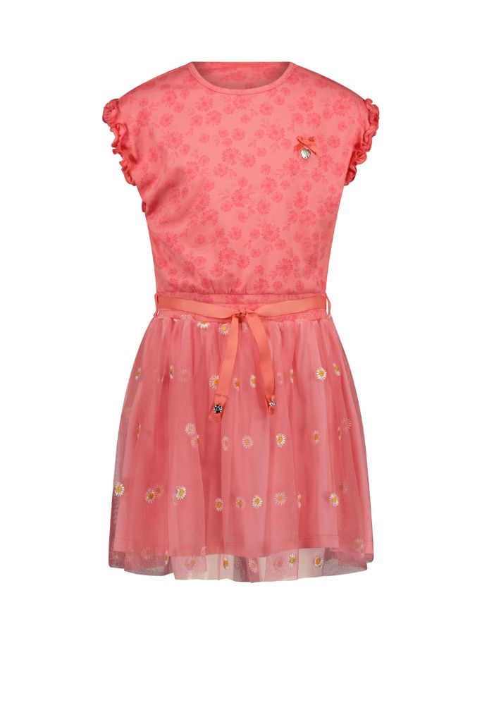 Pink Tutu Dress with Embroidered Dasies by Le Chic | Front View