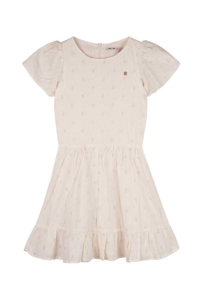 Mirabel Embroidered Dress in white | Front View