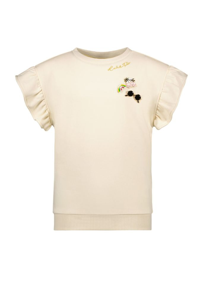 Girls White Sweat T-Shirt by Like FLO | Front View