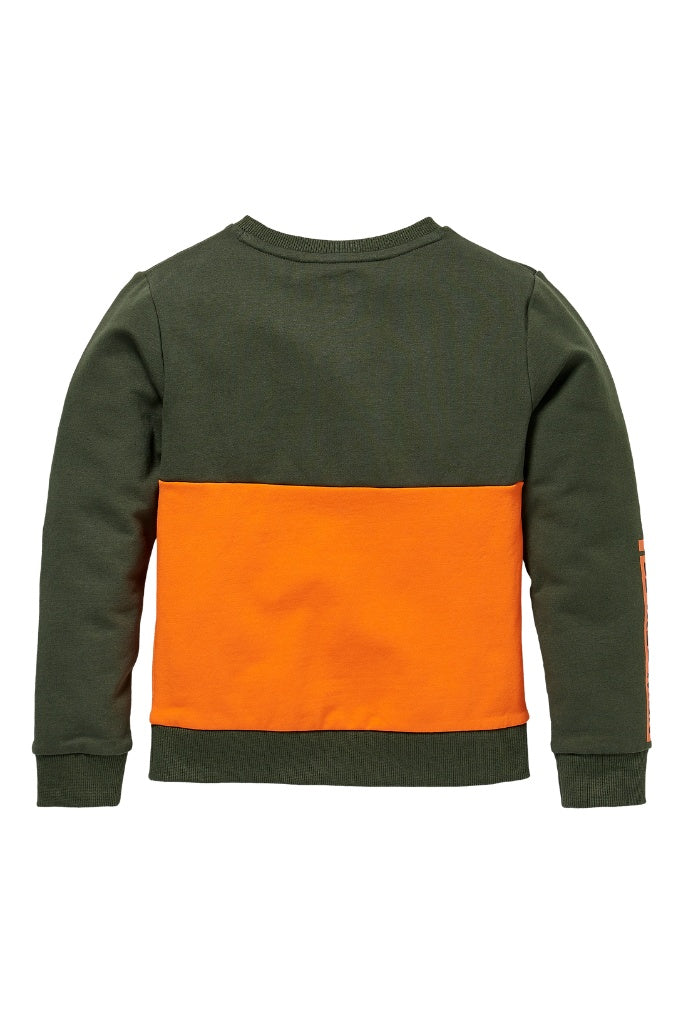 Boys Kenan Green Jumper by Quapi | Back View