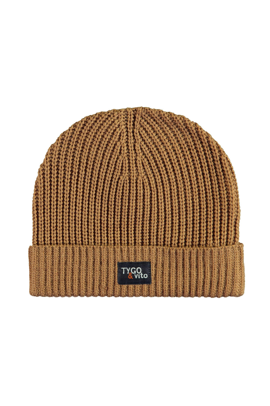 Kids beanie Morris in brown with a brand logo