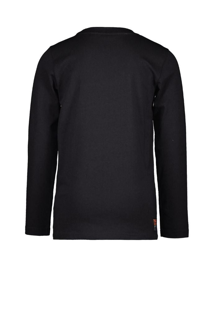 Boys Organic Cotton Long Sleeve Tee Black | Back View