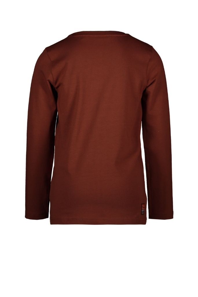 Brown Boys Organic Long Sleeve Logo Tee  | Back View