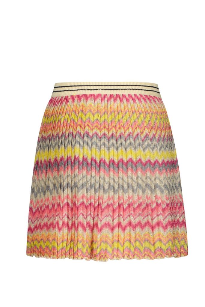 Multi-colour Pleated Zigzag Skirt by Like FLO | Back View