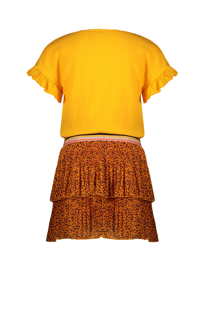 Manou dress with rib jersey top and woven skirt