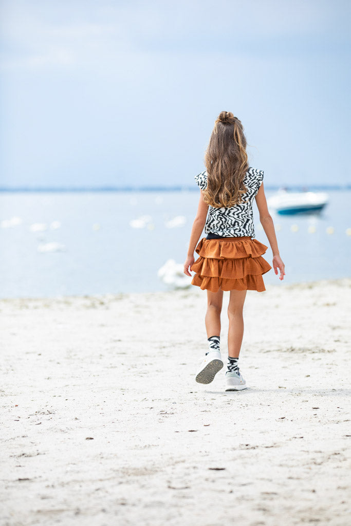 Fake Suede Frill Skirt