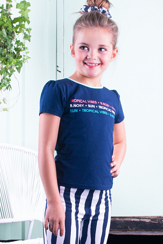 B.Nosy Girls Tee With Artwork - Navy