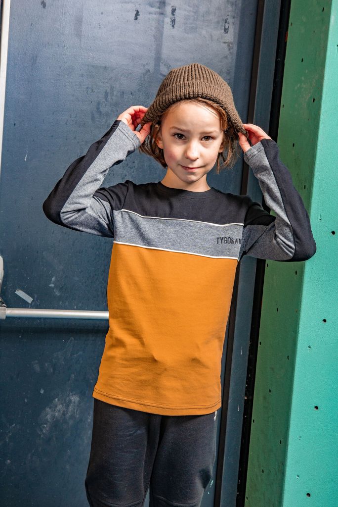 Boys Long Sleeve Colour Block Tee