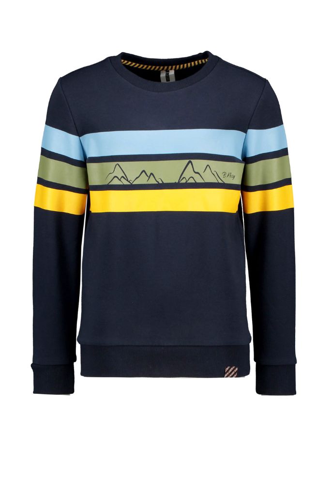 Boys Blue Stripe Crewneck Sweatshirt