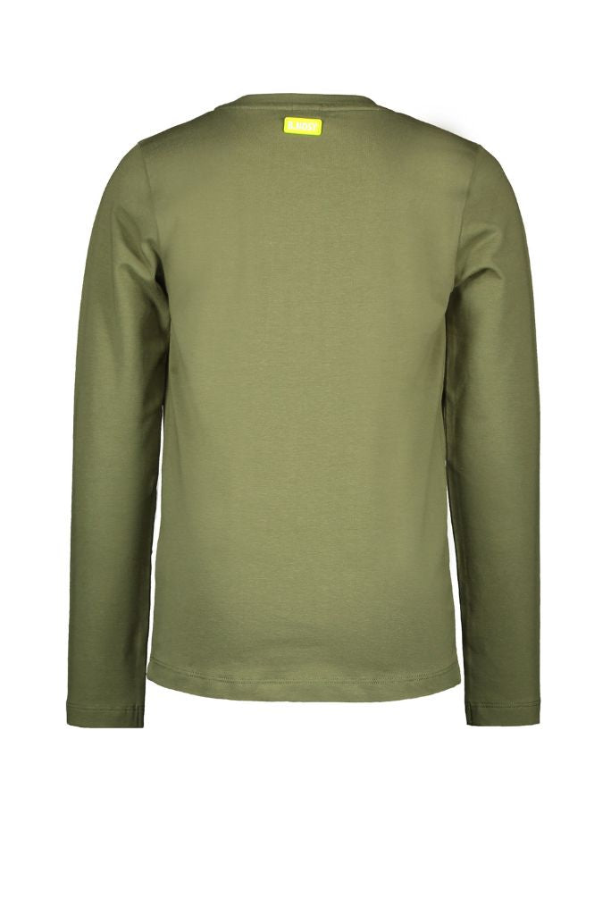 Boys Green Long Sleeve Tee With Pocket