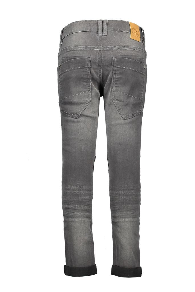 Boys Padded Knee Skinny Jeans - Grey - back