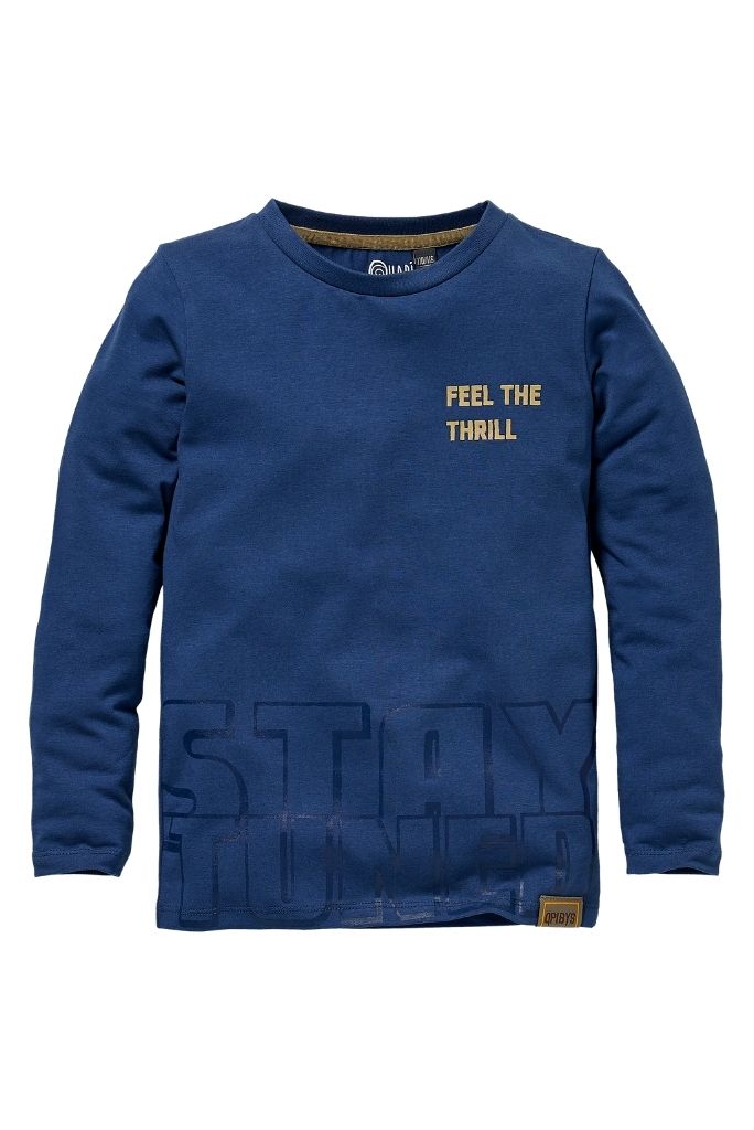 Boys Keje Long Sleeve Navy Tee