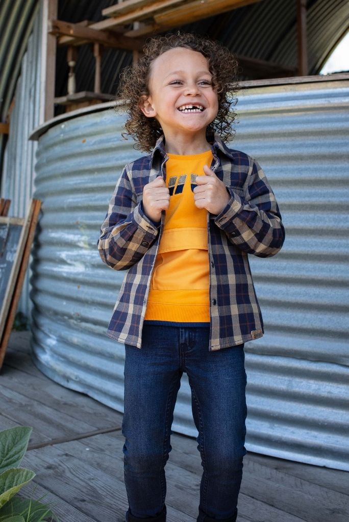 Boys Klaas Check Shirt - Navy