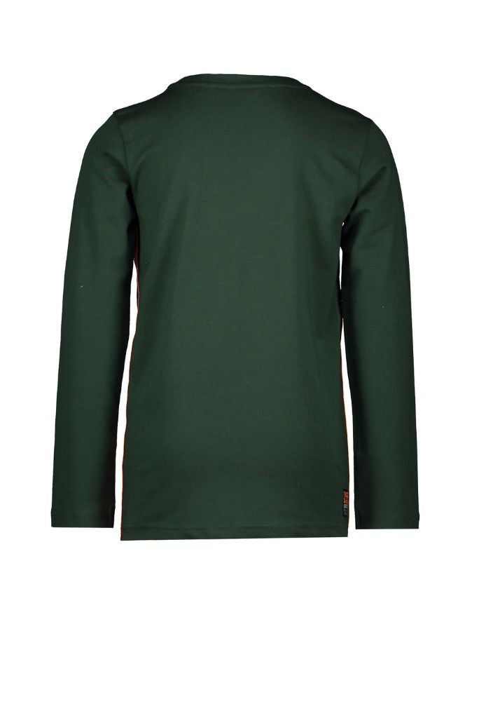 Boys Long Sleeve Contrast Tape Tee - Green - back