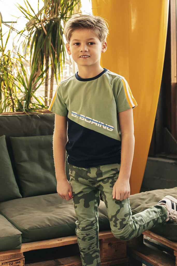 Boys Slanted Cut And Sew Tee - Hunter Green