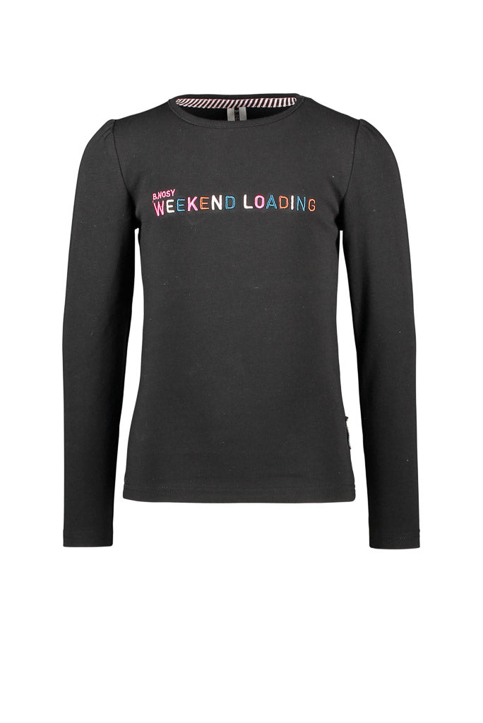 Girls Black Long Sleeve Tee With Artwork