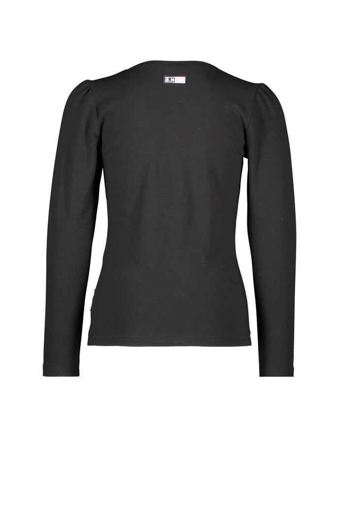 Girls Black Long Sleeve Tee With Artwork