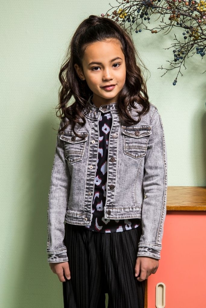 Girls Grey Denim Pilot Jacket