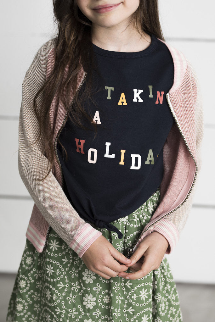 Girls Knotted Sweat Tee - Navy