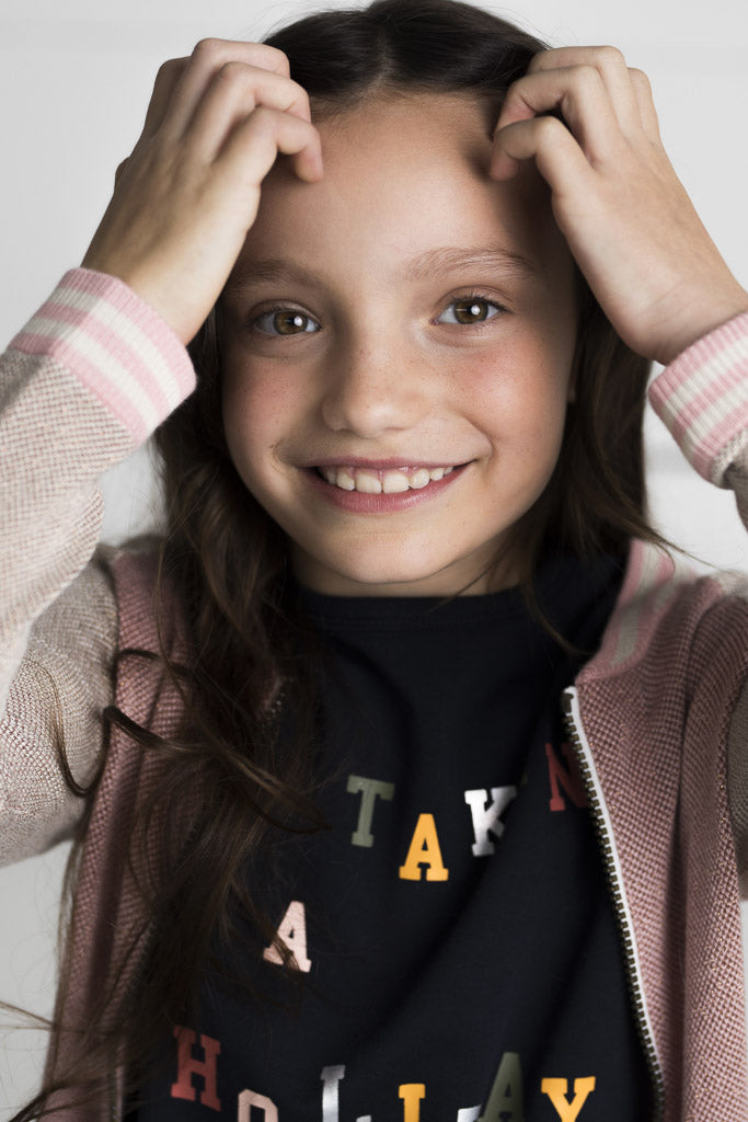 Girls Knotted Sweat Tee - Navy