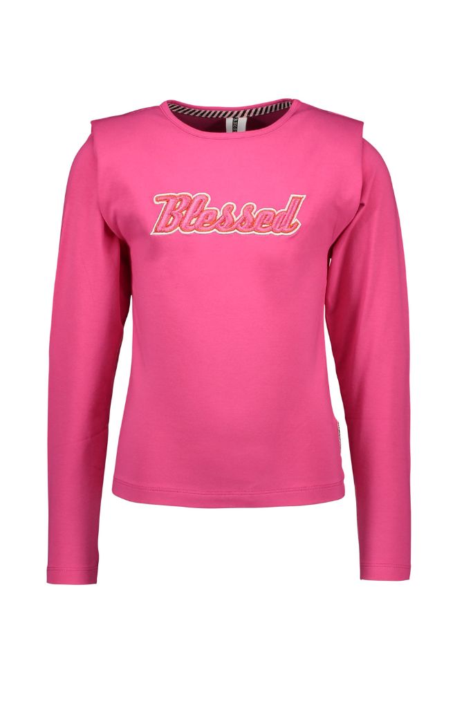 Shoulder Pad Long Sleeve Top in Pink