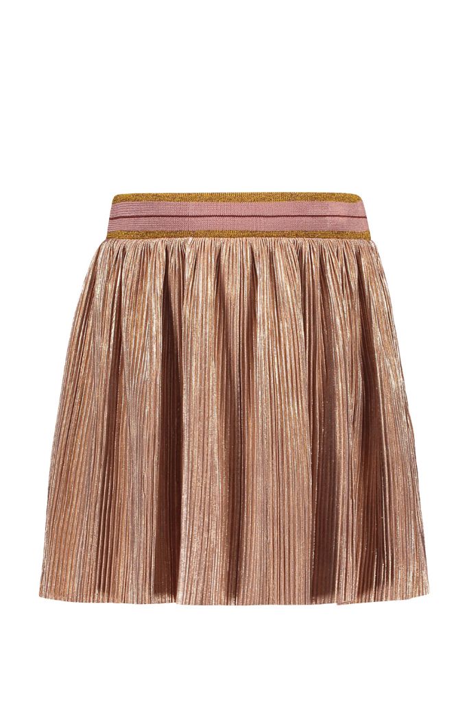 Girls Metallic Rose Gold Pleated Skirt