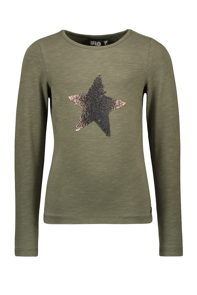 Like FLO Girls Olive Green Long Sleeve Top