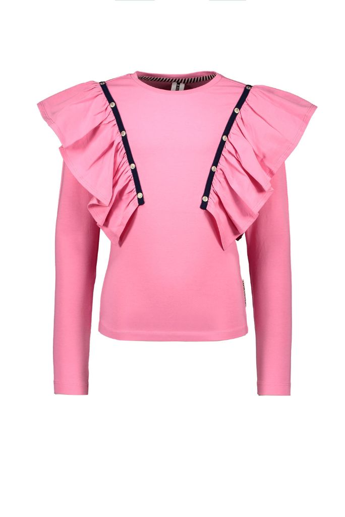 B.Nosy Girls Pink Long Sleeve Ruffle Top