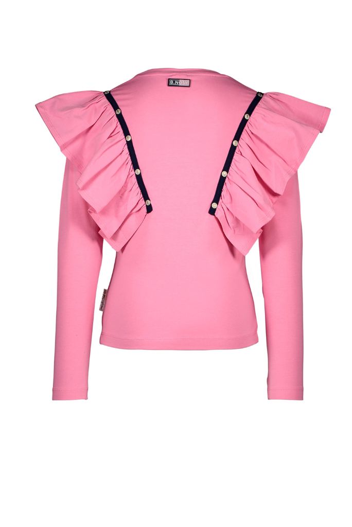 B.Nosy Girls Pink Long Sleeve Ruffle Top