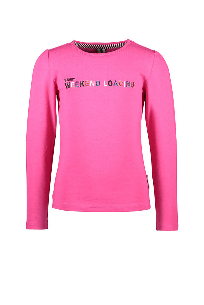 Girls Pink Long Sleeve Tee With Artwork