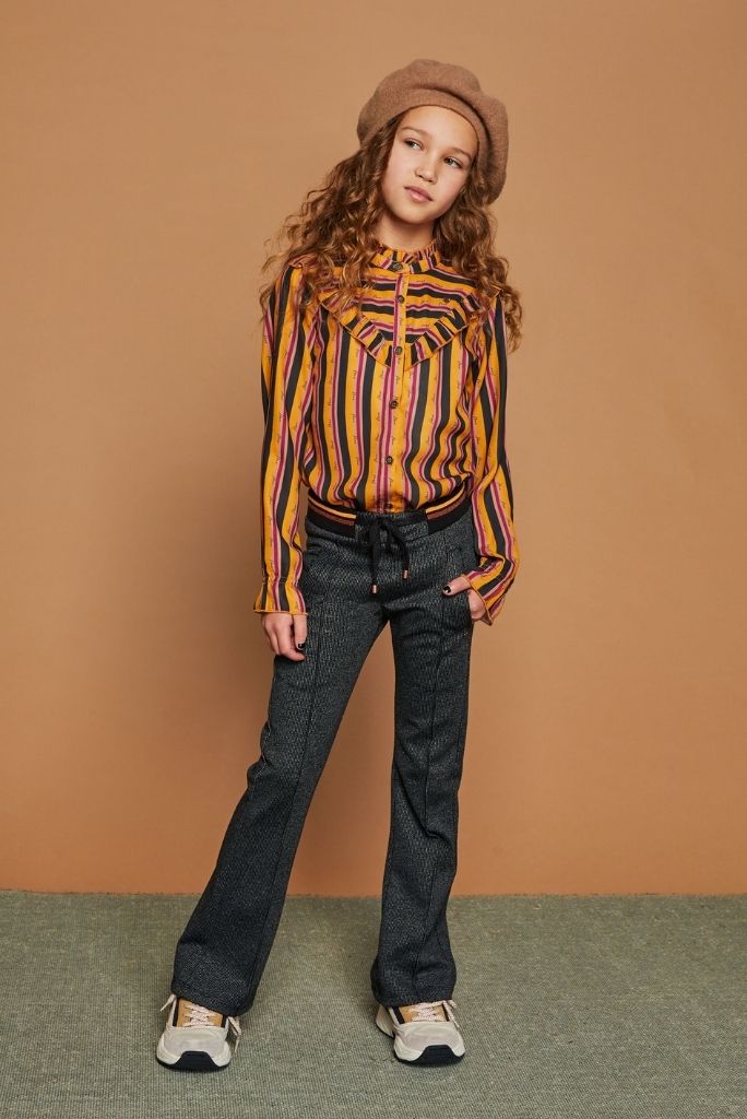 Girls Black Pants Sahara with stripes by NoNo | Front View