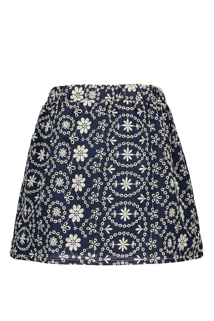 Skirt With Embroidery - Navy