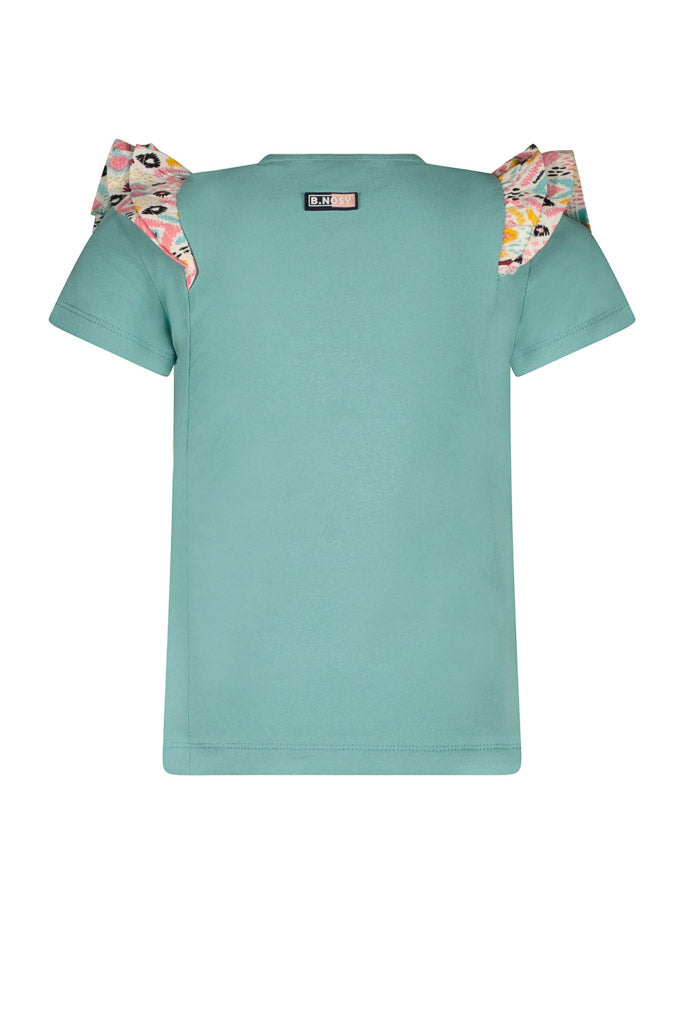 T-Shirt With Ruffles On Shoulder