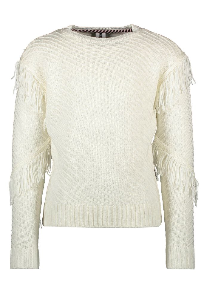 B.Nosy Girls White Knit Jumper With Fringes