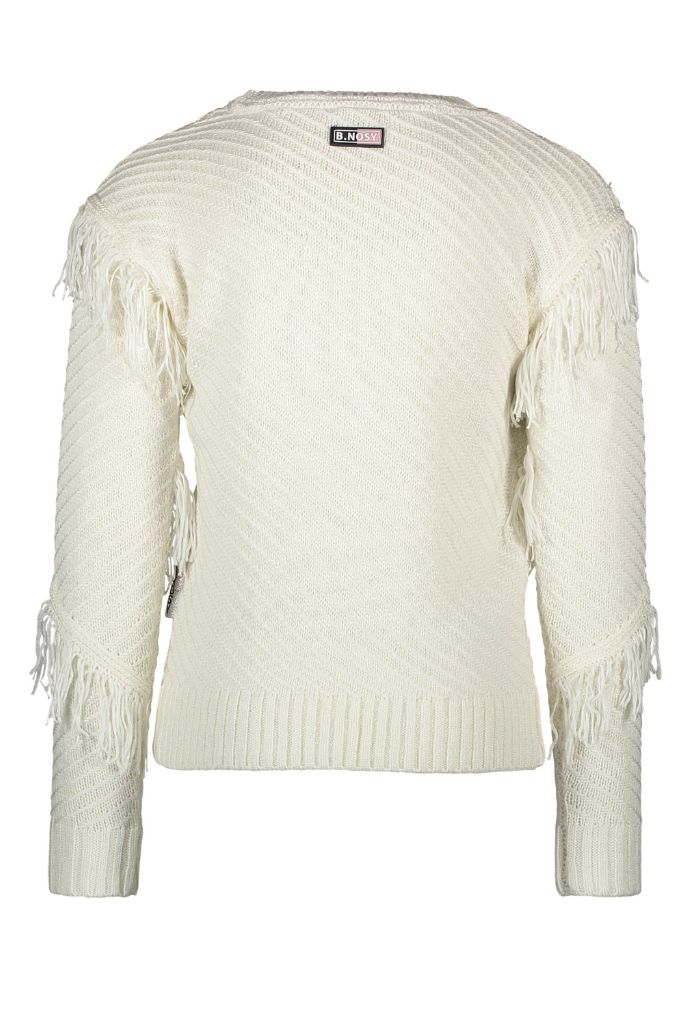 B.Nosy Girls White Knit Jumper With Fringes