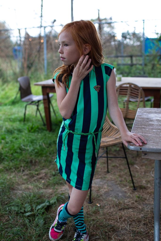 Quapi Girls Fab Dress - Blue Stripes