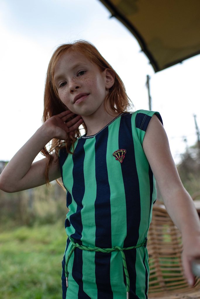 Quapi Girls Fab Dress - Blue Stripes