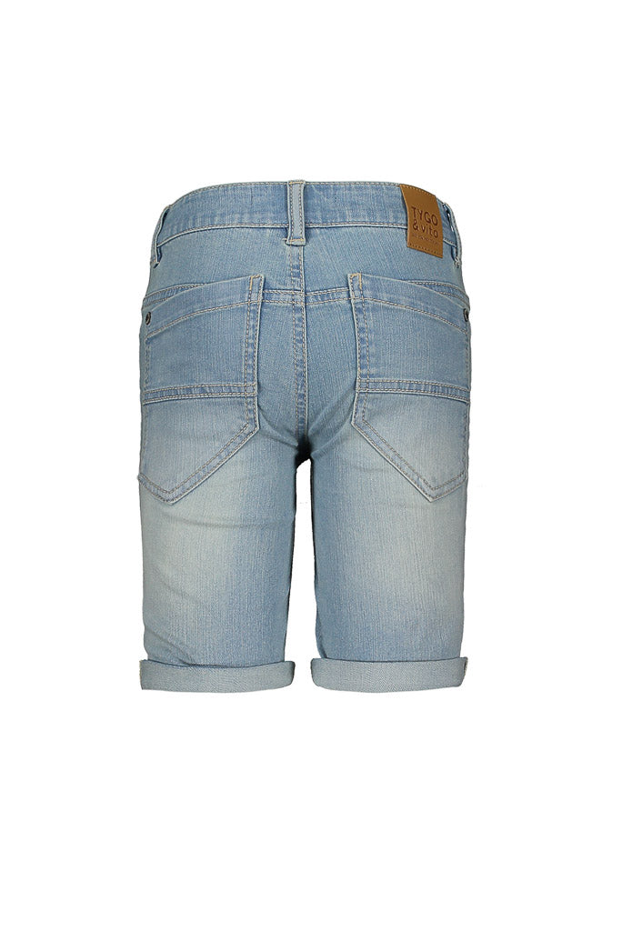 Boys Denim Shorts in Used Blue by TYGO&vito | Back View