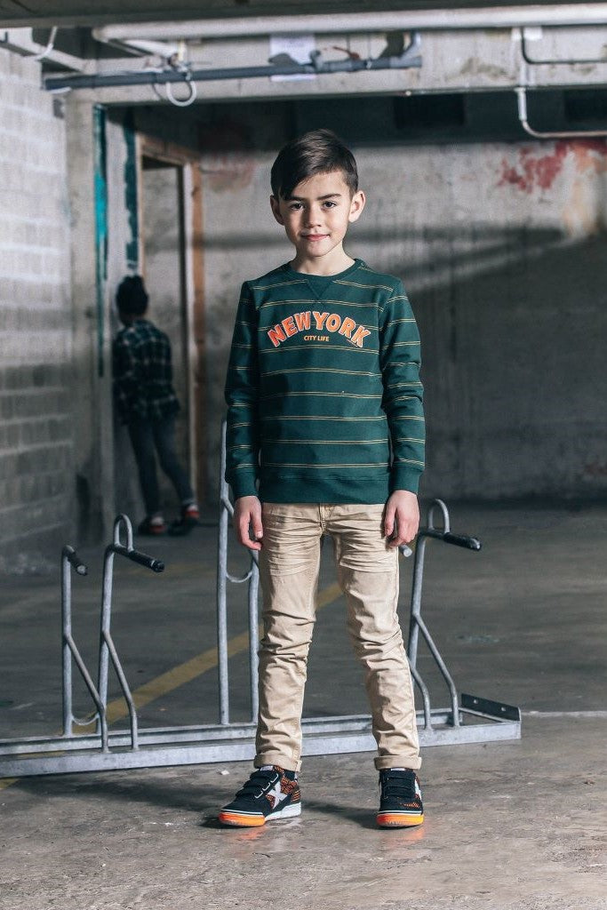 Boys Green Stripe Sweater