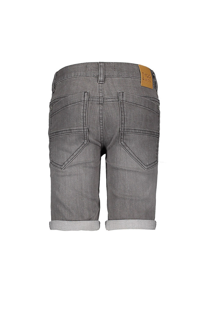 Boys grey denim shorts by TYGO&vito | Back View